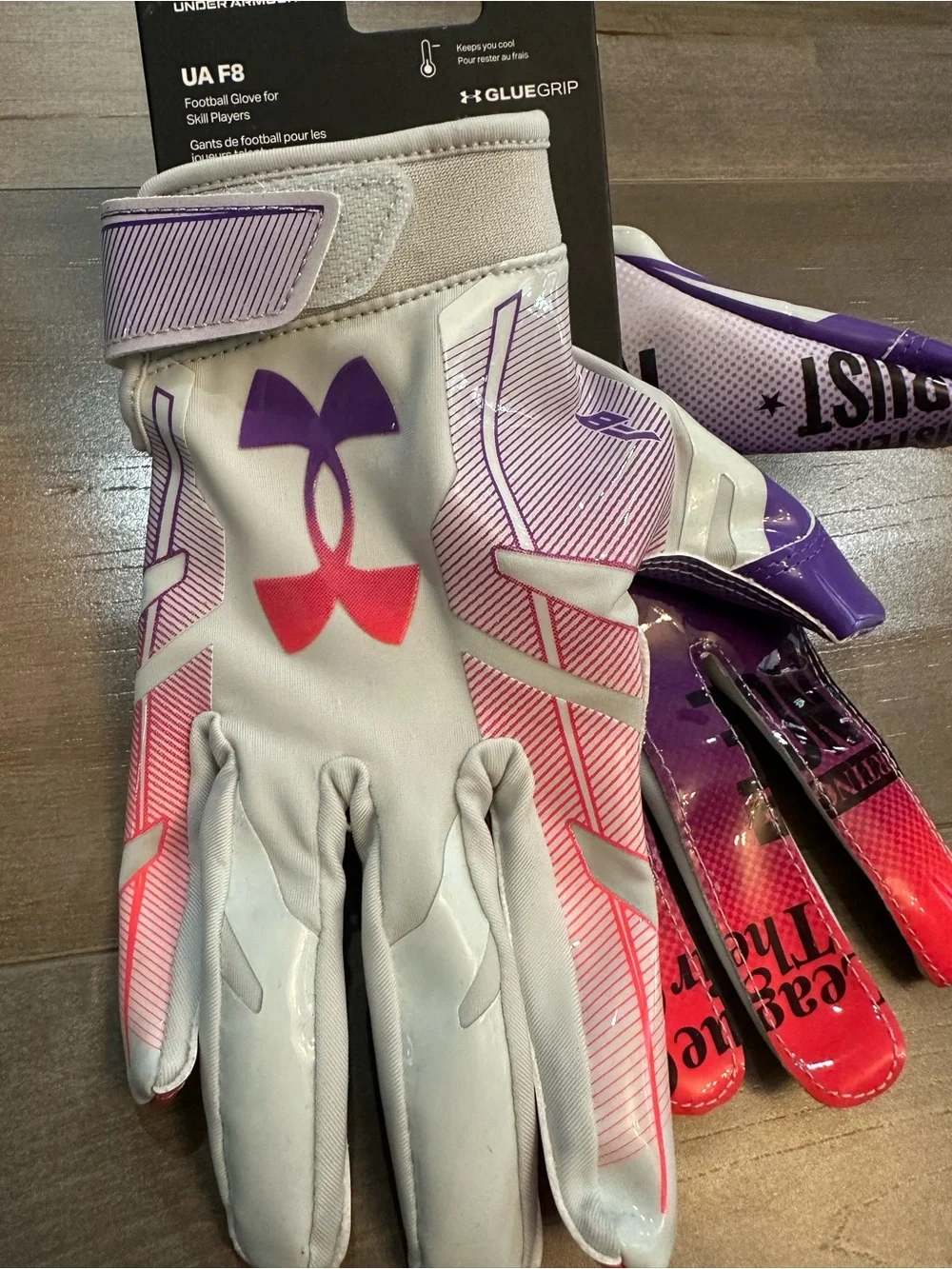 Under Armour Women’s F9 White & Purple Football Gloves